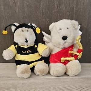 Vintage Starbucks Bearista Bears; Valentibes Cupid And Bee Plush Bears Lot Of‎ 2